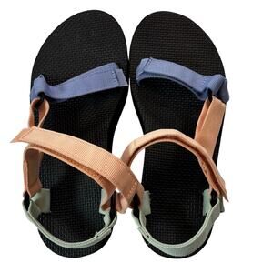 TEVA Platform Velcro Sandals, Womens Size 9, Orange Purple Green